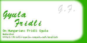 gyula fridli business card